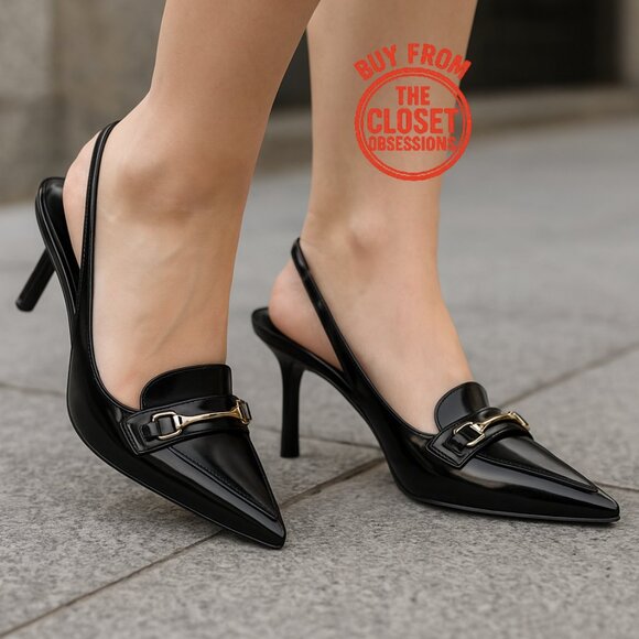 ZARA Black Embellished Slingback Shoes NWT | Blogger Favorite - Picture 1 of 17